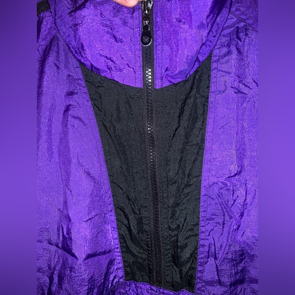 90s Purple and Black Half-zip Windbreaker, XL - Active Club - Picture 5 of 6